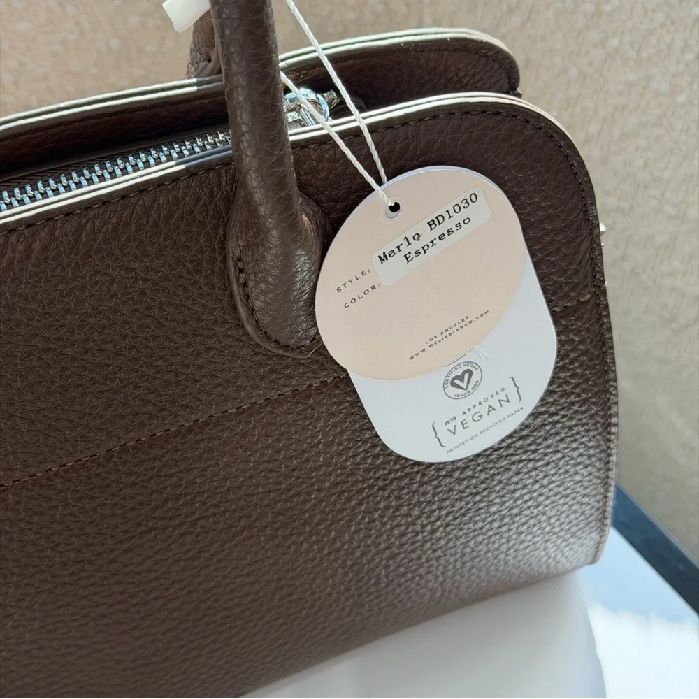 Melie Bianco Marlo Espresso Recycled Vegan Top Handle Bag(new in a box with tag) - Picture 2 of 14
